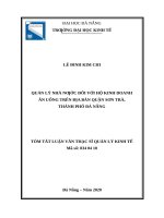 Quản lý nhà nước đối với hộ kinh doanh ăn uống trên địa bàn quận sơn trà, thành phố đà nẵng 