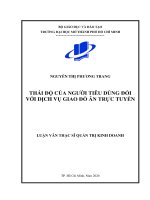 thái độ của người tiêu dùng đối với dịch vụ giao đồ ăn trực tuyến 