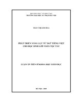 Luận án Tiến sĩ Khoa học giáo dục Phát triển năng lực từ ngữ tiếng Việt cho học sinh lớp 5 dân tộc Tày