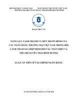 luận án tiến sĩ năng lực cạnh tranh và mức độ ổn định của các ngân hàng thương mại việt nam trong bối cảnh tham gia hiệp định đối tác toàn diện và tiến bộ xuyên thái bình dương 