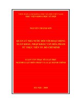 Quản lý nhà nước đối với hoạt động xuất khẩu, nhập khẩu văn hóa phẩm từ thực tiễn thành phố hồ chí minh 
