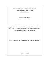 Thực hành quyền công tố trong giai đoạn điều tra vụ án mua bán trái phép chất ma túy từ thực tiễn thành phố Biên Hòa, tỉnh Đồng Nai