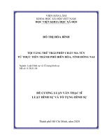 Tội tàng trữ trái phép chất ma túy từ thực tiễn thành phố biên hòa, tỉnh đồng nai 