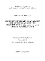 Nghiên cứu sự chuyển hóa vật chất hữu cơ trong ao nuôi tôm thẻ chân trắng litopenaeus vannamei (boone, 1931) thâm canh” thực sự cần thiết tt 