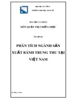 Bài tập cá nhân môn Quản trị chiến lược: Phân tích ngành sản xuất bánh trung thu tại Việt Nam