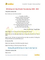 Đề thi học kì 1 môn Ngữ văn lớp 10 năm học 2020-2021