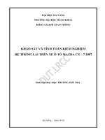 Khảo sát và tính toán kiểm nghiệm hệ thống lái trên xe ô tô mazda cx 7 2007 