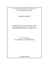 Tội trộm cắp tài sản từ thực tiễn thành phố biên hòa, tỉnh đồng nai