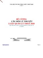 Đề cương luật quản lý thuế 2020  ôn thi công chức thuế (gồm cả câu trúng đề)