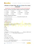 Đề kiểm tra 15 phút môn Tiếng Anh lớp 10: Unit 4