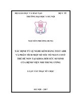 XÁC ĐỊNH tỷ lệ NGHE kém BẰNG TEST ABR và PHÂN TÍCH một số yếu tố NGUY cơ ở TRẺ đẻ NON tại KHOA hồi sức sơ SINH của BỆNH VIỆN NHI TRUNG ƯƠNG 