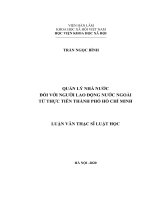 Quản lý nhà nước đối với người lao động nước ngoài từ thực tiễn thành phố hồ chí minh