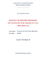 Đánh giá tác động biến đổi khí hậu lên tài nguyên nước thượng lưu vực sông đồng nai