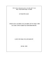 luận văn thạc sĩ pháp luật lao động về lao động nữ từ thực tiễn các khu công nghiệp tại tỉnh bình phước