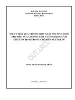 Tối ưu hóa quá trình chiết xuất pectin có hỗ trợ siêu âm từ lá sương sâm và ứng dụng làm chất ổn định trong chế biến nectar ổi 