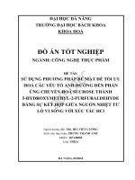 Sử dụng các phương pháp bề mặt để tối ưu hoá các yếu tố ảnh hưởng đến phản ứng chuyển hoá sucrose thành 5 hydroxymethyl 2 furfuraldehyde bằng sự kết hợp giữa nguồn nhiệt từ lò vi sóng với xúc tác hcl  