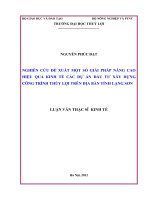 Nghiên cứu đề xuất một số giải pháp nâng cao hiệu quả kinh tế các dự án đầu tư xây dựng công trình thủy lợi trên địa bàn tỉnh lạng sơn 