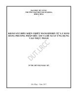 Khảo sát điều kiện chiết mangiferin từ lá xoài bằng phương pháp siêu âm và đề xuất ứng dụng vào thực phẩm 