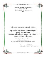 Tiểu luận môn Quản trị chất lượng: Hệ thống quản lý chất lượng TCVN ISO 9001:2008 và thực tế việc áp dụng tại công ty Coca – Cola Việt Nam