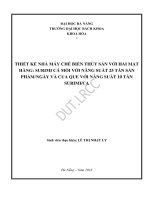 Thiết kế nhà máy chế biến thủy sản với hai mặt hàng là sản xuất surimi từ cá mối với năng suất 25 tấn sản phẩm  ngày và sản phẩm cua que với năng suất 10 tấn surimi  ca 