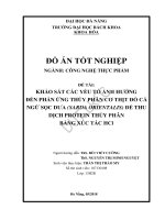 Khảo sát các yếu tố ảnh hưởng đến phản ứng thủy phân cơ thịt đỏ cá ngừ sọc dưa (sarda orientalis) để thu dịch protein thủy phân bằng xúc tác hcl  
