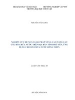Nghiên cứu đề xuất giải pháp nâng cao năng lực các hồ chứa nước trên địa bàn tỉnh phú yên, ứng dụng cho hồ chứa nước đồng tròn 