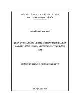 Quản lý nhà nước về thu hồi đất trên địa bàn xã đại phước, huyện nhơn trạch, tỉnh đồng nai 