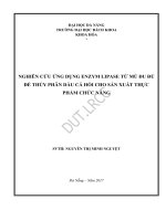 Nghiên cứu ứng dụng enzym lipase từ mủ đu đủ để thủy phân dầu cá hồi cho sản xuất thực phẩm chức năng 