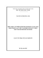 Điều kiện cấp phép kinh doanh dịch vụ du lịch theo pháp luật việt nam hiện hành từ thực tiễn thành phố hồ chí minh 