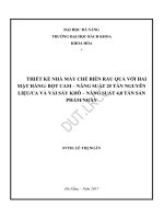 Thiết kế nhà máy chế biến rau quả với hai mặt hàng bột cam năng suất 25 tấn nguyên liệuca và vải sấy khô năng suất 4,8 tấn sản phẩmngày 