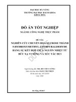 Nghiên cứu chuyển hoá sucrose thành 5 hydroxymethyl 2 furfuraldehyde bằng sự kết hợp giữa nguồn nhiệt từ bức xạ vi sóng và xúc tác hcl 
