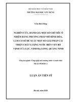 Nghiên cứu, đánh giá một số chỉ tiêu ô nhiễm bằng phương pháp mô hình hóa làm cơ sở đề xuất một số giải pháp cải thiện chất lượng nước biển ven bờ vịnh cửa lục, vịnh hạ long 