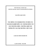 Tác động của marketing xã hội của doanh nghiệp đến các thành phần tài sản thương hiệu trường hợp sản phẩm sữa tại thị trường việt nam 