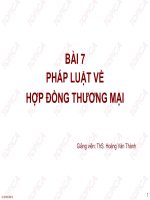 Bài giảng Luật Thương mại: Bài 7 - ThS. Hoàng Văn Thành