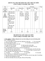 KHUNG MA TRẬN đề KIỂM TRA GIỮA kì i môn CN6