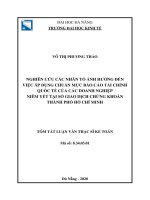Nghiên cứu các nhân tố ảnh hưởng đến việc áp dụng chuẩn mực báo cáo tài chính quốc tế của các doanh nghiệp niêm yết tại sở giao dịch chứng khoán thành phố hồ chí minh 