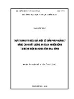 Thực trạng và hiệu quả một số giải pháp quản lý nâng cao chất lượng an toàn người bệnh tại Bệnh viện Đa khoa tỉnh Thái Bình