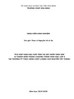 Sáng kiến kinh nghiệm, SKKN - Tích hợp giáo dục giới tính và sức khỏe sinh sản  vị thành niên trong chương trình sinh học lớp 8 tại trường PT thực hành chất lượng cao Nguyễn Tất Thành