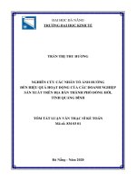 Nghiên cứu các nhân tố ảnh hưởng đến hiệu quả hoạt động của các doanh nghiệp sản xuất trên địa bàn thành phố đồng hới, tỉnh quảng bình 