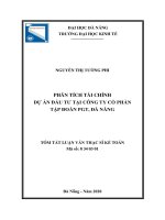 Phân tích tài chính dự án đầu tư tại công ty cổ phần tập đoàn PGT, đà nẵng 