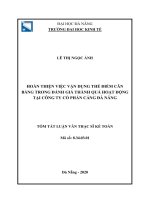 Hoàn thiện việc vận dụng thẻ điểm cân bằng trong đánh giá thành quả hoạt động tại công ty cổ phần cảng đà nẵng 