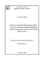 Kiểm soát thuế thu nhập doanh nghiệp đối với các doanh nghiệp kinh doanh lữ hành tại cục thuế thành phố đà nẵng 