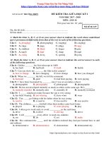 Đề Kiểm Tra Giữa  Kì 1 Tiếng Anh Lớp 10