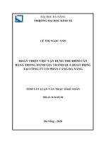 Hoàn thiện việc vận dụng thẻ điểm cân bằng trong đánh giá thành quả hoạt động tại công ty cổ phần cảng đà nẵng 