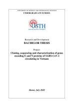 Tạo dòng, giải trình tự vùng gene E và N chủng virus Sars-CoV-2 (Covid-19) đang lưu hành tại Việt Nam