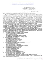 Bộ Đề Thi Tiếng Anh Lớp 12 Học KÌ 2