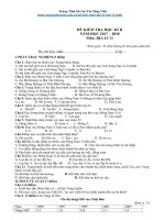 Đề thi học kì 2 địa lí lớp 11 có đáp án