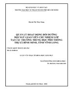 Quản Lý Hoạt Động Bồi Dưỡng Đội Ngũ Giáo Viên Chủ Nhiệm Lớp Tại Các Trường Trung Học Phổ Thông
