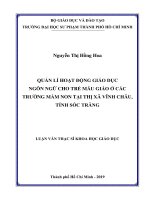 Quản Lý Hoạt Động Giáo Dục Ngôn Ngữ Cho Trẻ Mẫu Giáo Ở Các Trường Mầm Non Tại Thị Xã Vĩnh Châu