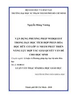 Vận dụng phương pháp webquest trong dạy học tích hợp phần hóa học hữu cơ lớp 11 nhằm phát triển năng lực hợp tác giải quyết vấn đề cho học sinh​ 